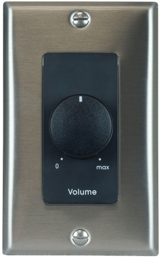 ATTENUATOR-25W, 70V/25V, 1-GANG STAINLESS STEEL/DECORATOR, BLACK